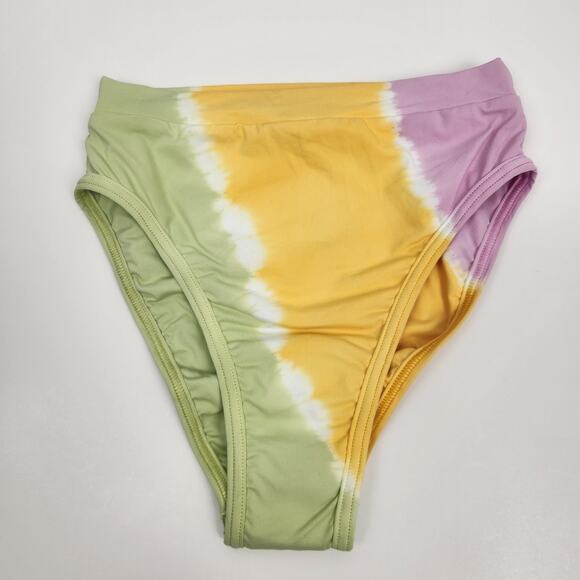 L*Space Frenchi Bikini Bottom in Tie Dye Purple Yellow Green Size Large - Picture 1 of 2